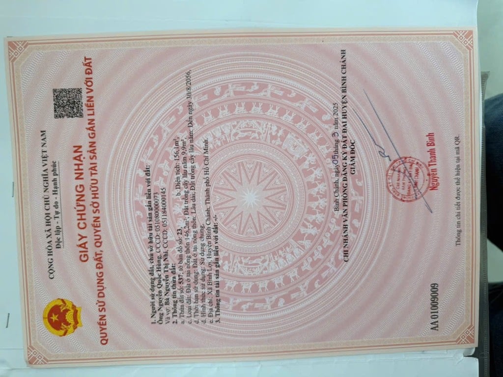 Cần bán đất ở Vườn Thơm (kênh 4) 156m2 đất ở nông thôn