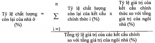 Tỷ lệ chất lượng còn lại của nhà ở cũ thuộc tài sản công