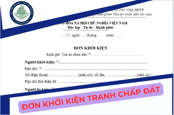 Mẫu đơn khởi kiện tranh chấp đất đai mới nhất 