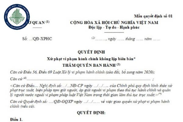 Thủ tục thi hành quyết định xử phạt vi phạm hành chính không lập biên bản được quy định như thế nào?