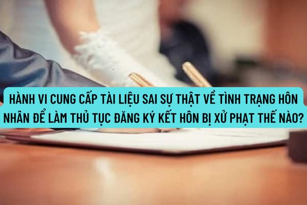 Hành vi cung cấp tài liệu sai sự thật về tình trạng hôn nhân để làm thủ tục đăng ký kết hôn bị xử phạt thế nào?