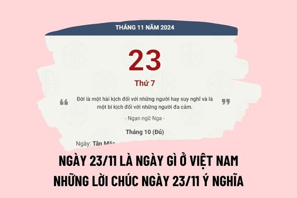 Ngày 23 11 là Ngày gì ở Việt Nam? Những lời chúc 23 11 ngắn gọn? Ngày 23 11 2024 là ngày bao nhiêu âm?