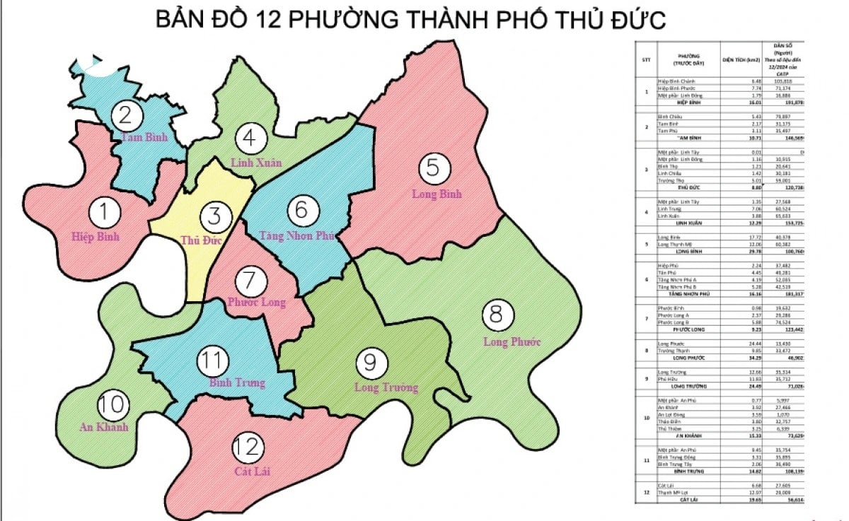 Bản đồ TP Thủ Đức cập nhật mới nhất sau sáp nhập xã phường 2025