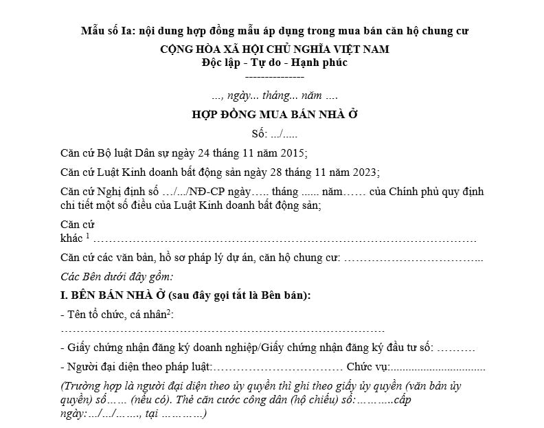 Tải về mẫu hợp đồng mua bán căn hộ chung cư năm 2026 chuẩn pháp lý