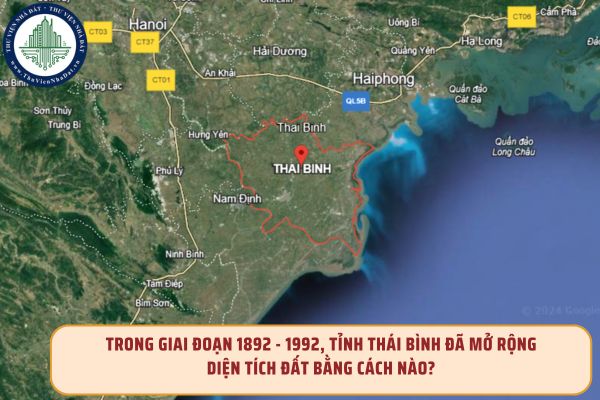 rong giai đoạn 1892 - 1992, tỉnh Thái Bình đã mở rộng diện tích đất bằng cách nào?