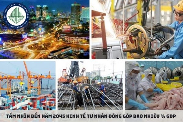 Tầm nhìn đến năm 2045 kinh tế tư nhân đóng góp bao nhiêu % GDP theo Nghị quyết 68?