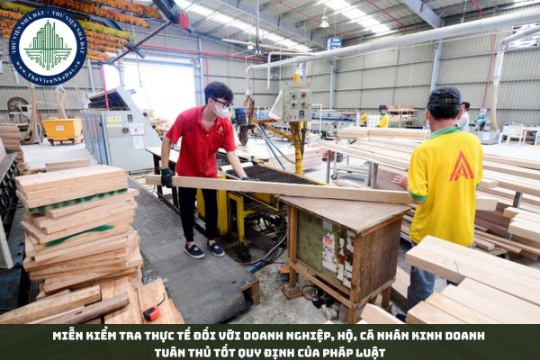 Miễn kiểm tra thực tế đối với doanh nghiệp, hộ, cá nhân kinh doanh tuân thủ tốt quy định của pháp luật