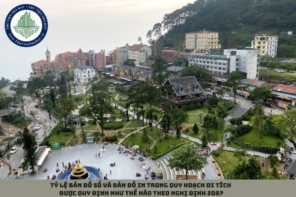 Tỷ lệ bản đồ số và bản đồ in trong quy hoạch di tích được quy định như thế nào theo Nghị định 208?