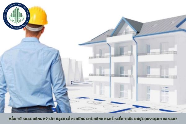 Mẫu tờ khai đăng ký sát hạch cấp chứng chỉ hành nghề kiến trúc được quy định ra sao?