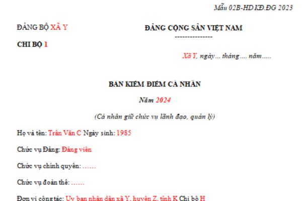  Bản kiểm điểm cá nhân Đảng viên 2024 