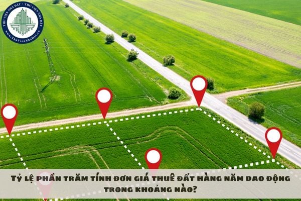 Tỷ lệ phần trăm tính đơn giá thuê đất hàng năm dao động trong khoảng nào?