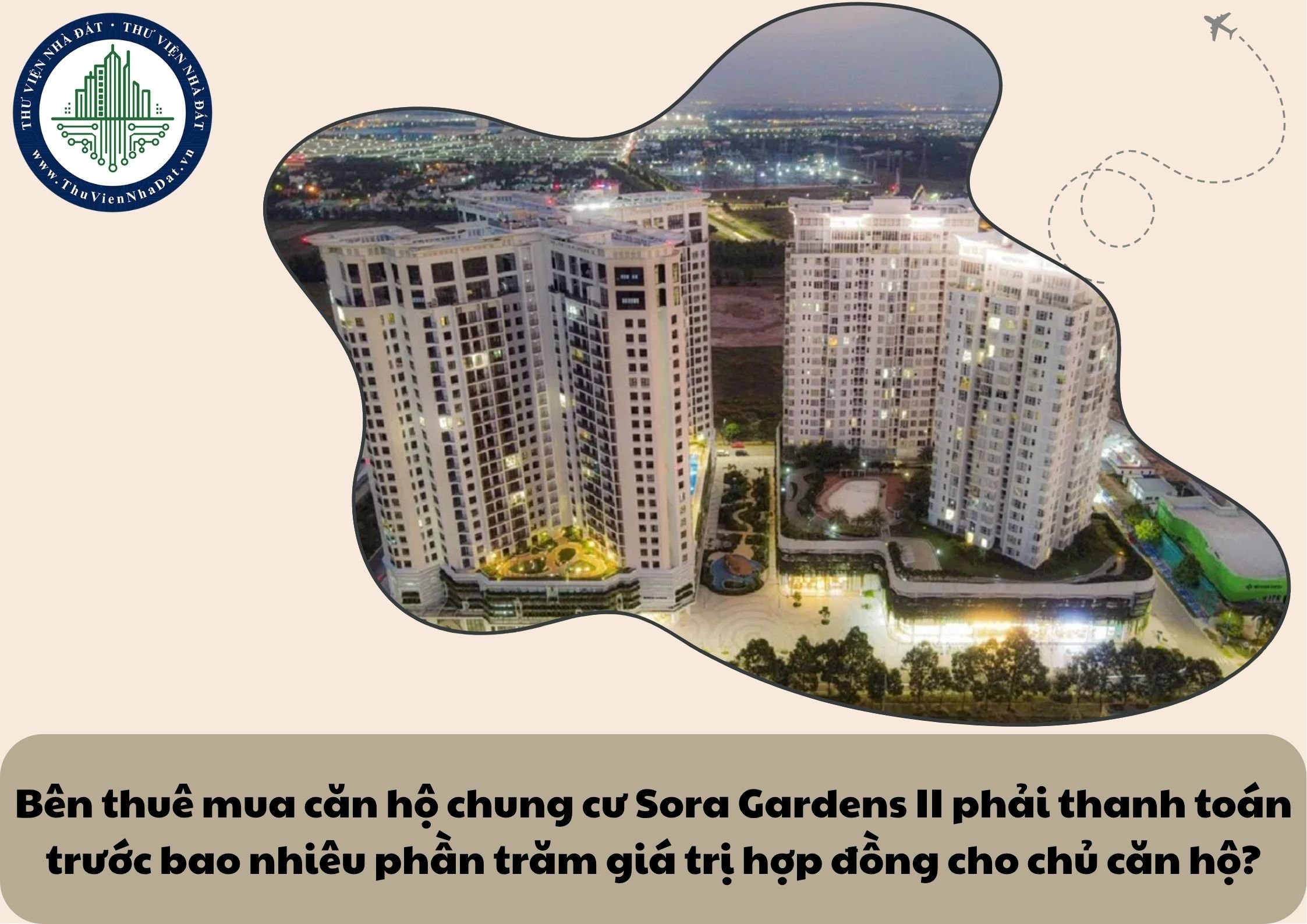Bên thuê mua căn hộ chung cư Sora Gardens II phải thanh toán trước bao nhiêu phần trăm giá trị hợp đồng cho chủ căn hộ?