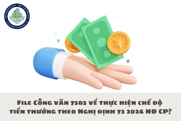 File Công văn 7585 về thực hiện chế độ tiền thưởng theo Nghị định 73 2024 NĐ CP?