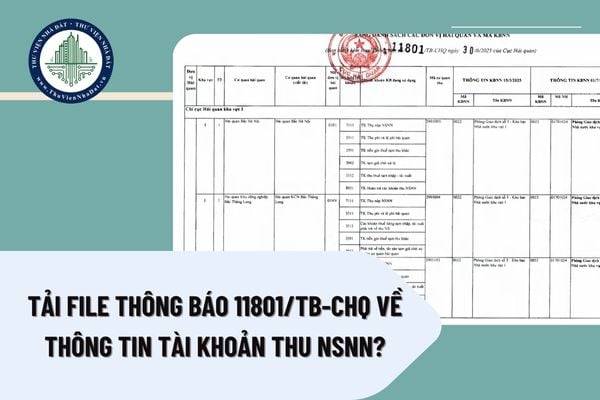 Tải file Thông báo 11801/TB-CHQ về thông tin tài khoản thu NSNN? 