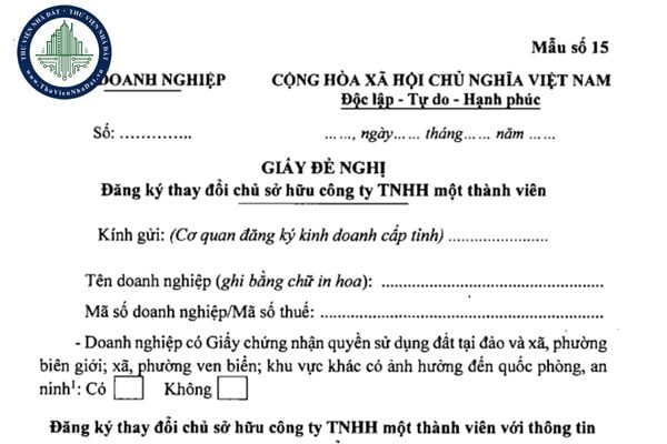 Tải file word mẫu giấy đề nghị đăng ký thay đổi người đại diện theo pháp luật (Mẫu 13 Thông tư 68/2025/TT-BTC)