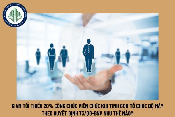 Giảm tối thiểu 20% công chức viên chức khi tinh gọn tổ chức bộ máy theo Quyết định 73/QĐ-BNV như thế nào?