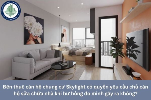 Bên thuê căn hộ chung cư Skylight có quyền yêu cầu chủ căn hộ sửa chữa nhà khi hư hỏng do mình gây ra không?