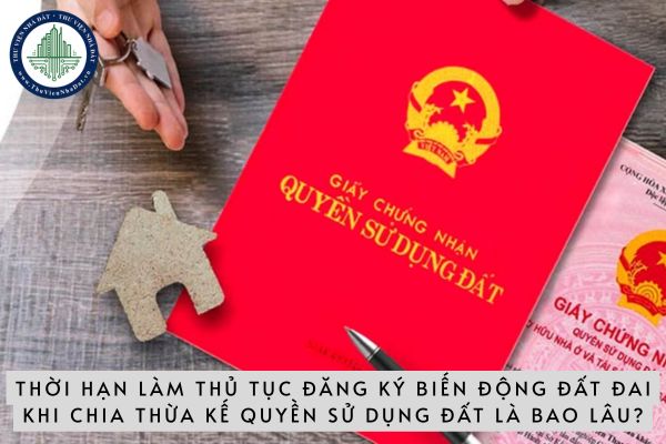 Thời hạn làm thủ tục đăng ký biến động đất đai khi chia thừa kế quyền sử dụng đất là bao lâu, tính từ thời điểm nào?
