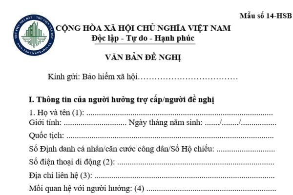 Tải mẫu 14-HSB file word đơn đề nghị hưởng BHXH một lần mới nhất 2025 theo Quyết định 2222/QĐ-BHXH