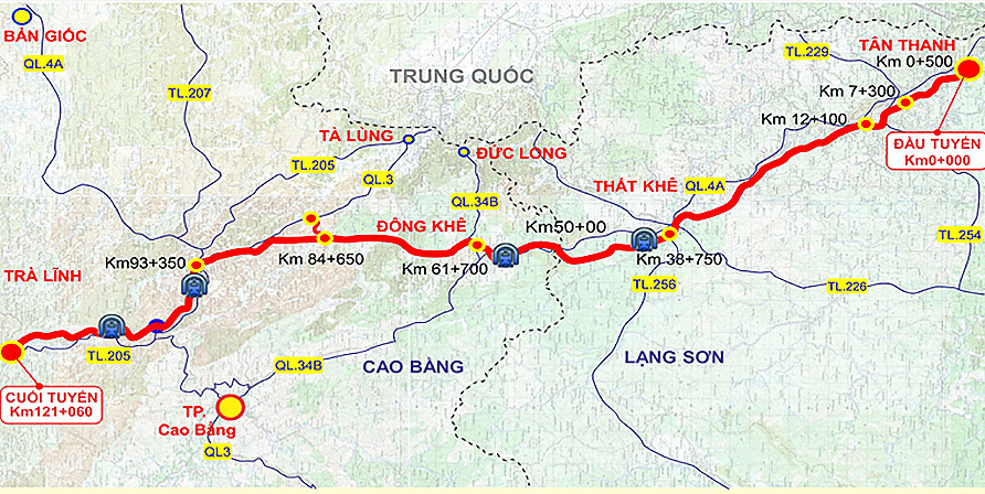 Bản đồ cao tốc Đồng Đăng Trà Lĩnh chi tiết