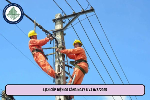 Lịch cúp điện Gò Công ngày 8 và 9 3 2025