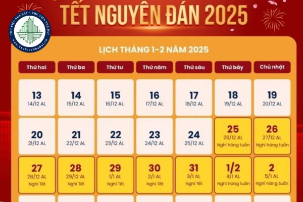 Lịch nghỉ tết Nguyên Đán 2025