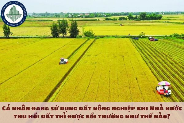 Cá nhân đang sử dụng đất nông nghiệp khi Nhà nước thu hồi đất thì được bồi thường như thế nào?