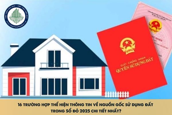 16 trường hợp thể hiện thông tin về nguồn gốc sử dụng đất trong Sổ đỏ 2025 chi tiết nhất?