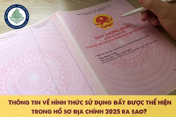  Thông tin về hình thức sử dụng đất được thể hiện trong hồ sơ địa chính 2025 ra sao?