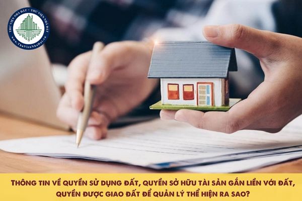 Thông tin về quyền sử dụng đất, quyền sở hữu tài sản gắn liền với đất, quyền được giao đất để quản lý thể hiện ra sao?