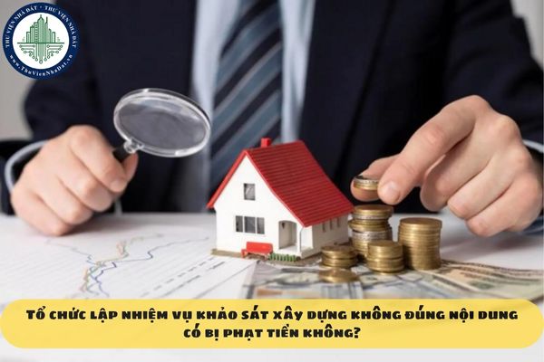 Tổ chức lập nhiệm vụ khảo sát xây dựng không đúng nội dung có bị phạt tiền không?