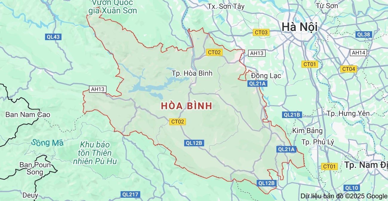 Bản đồ tỉnh Hòa Bình trước sáp nhập