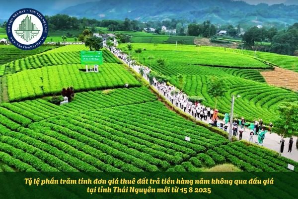 Tỷ lệ phần trăm tính đơn giá thuê đất trả tiền hàng năm không qua đấu giá tại tỉnh Thái Nguyên mới từ 15 8 2025