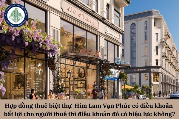 Hợp đồng thuê biệt thự  Him Lam Vạn Phúc có điều khoản bất lợi cho người thuê thì điều khoản đó có hiệu lực không?