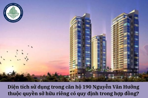 Diện tích sử dụng trong căn hộ 190 Nguyễn Văn Hưởng thuộc quyền sở hữu riêng có được quy định trong hợp đồng? 