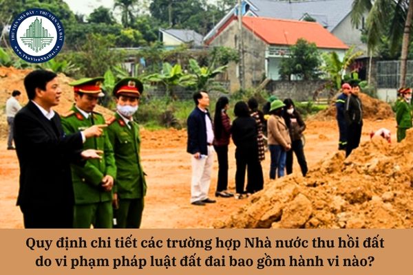 Quy định chi tiết các trường hợp Nhà nước thu hồi đất do vi phạm pháp luật đất đai bao gồm hành vi nào? 