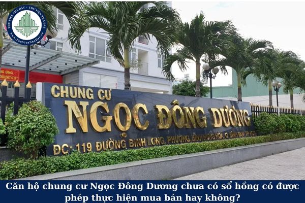 Căn hộ chung cư Ngọc Đông Dương chưa có sổ hồng có được phép thực hiện mua bán hay không?
