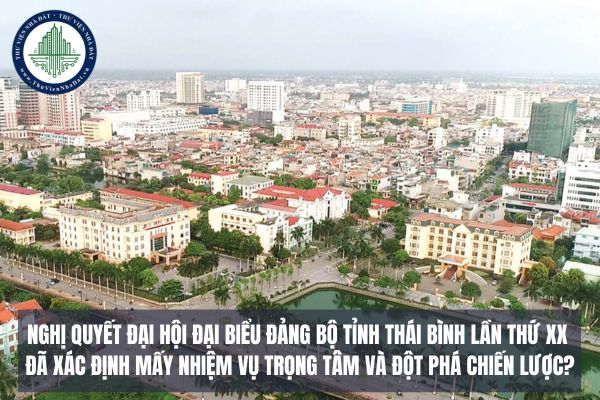 Nghị quyết Đại hội đại biểu Đảng bộ tỉnh Thái Bình lần thứ XX đã xác định mấy nhiệm vụ trọng tâm và đột phá chiến lược?