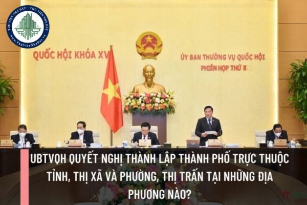 UBTVQH quyết nghị thành lập thành phố trực thuộc tỉnh, thị xã và phường, thị trấn tại những địa phương nào?