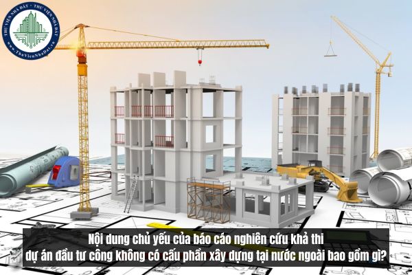Nội dung chủ yếu của báo cáo nghiên cứu khả thi dự án đầu tư công không có cấu phần xây dựng tại nước ngoài bao gồm gì?