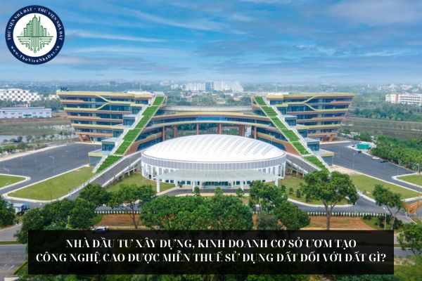 Nhà đầu tư xây dựng, kinh doanh cơ sở ươm tạo công nghệ cao được miễn thuế sử dụng đất đối với đất gì?