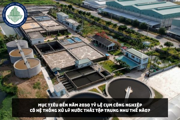 Mục tiêu đến năm 2030 tỷ lệ cụm công nghiệp có hệ thống xử lý nước thải tập trung như thế nào?
