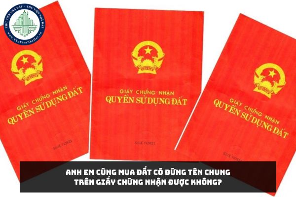 Anh em cùng mua đất có đứng tên chung trên Giấy chứng nhận được không?