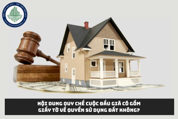 Nội dung quy chế cuộc đấu giá có gồm giấy tờ về quyền sử dụng đất không?