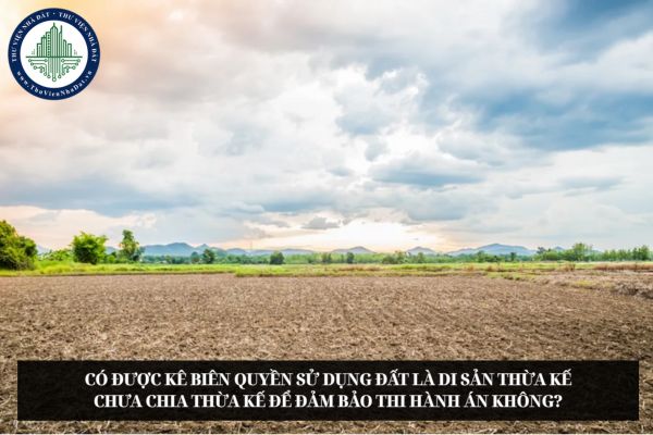 Có được kê biên quyền sử dụng đất là di sản thừa kế chưa chia thừa kế để đảm bảo thi hành án không?