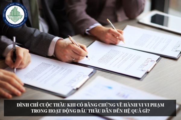 Đình chỉ cuộc thầu khi có bằng chứng về hành vi vi phạm trong hoạt động đấu thầu dẫn đến hệ quả gì?