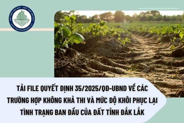 Tải file Quyết định 35/2025/QĐ-UBND về các trường hợp không khả thi và mức độ khôi phục lại tình trạng ban đầu của đất tỉnh Đắk Lắk