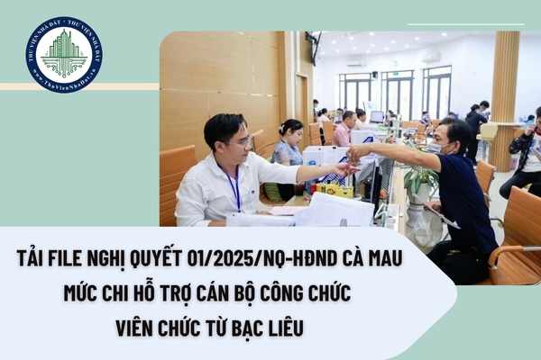 Tải file Nghị quyết 01/2025/NQ-HĐND Cà Mau mức chi hỗ trợ cán bộ công chức viên chức từ Bạc Liêu