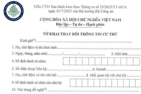 Tải toàn bộ biểu mẫu Thông tư 53/2025/TT-BCA về đăng ký cư trú