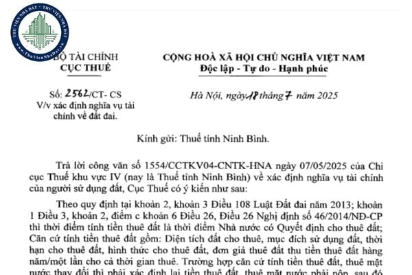 Tải file Công văn 2562/CT-CS 2025 hướng dẫn xác định nghĩa vụ tài chính về đất đai